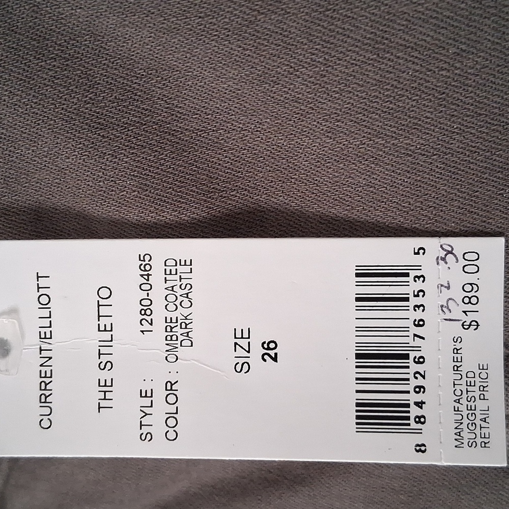 Current/Elliott The Stiletto Ombre Dark Castle Gray Black Coated Skinny Jeans 26 - Picture 10 of 10